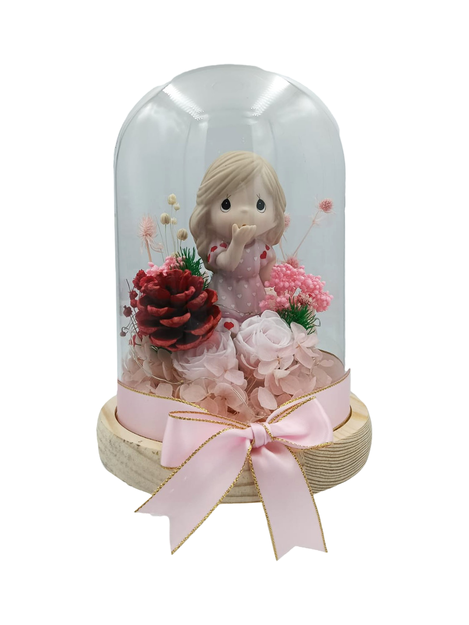 &quot;Kiss&quot; Premium Preserved Flower Dome