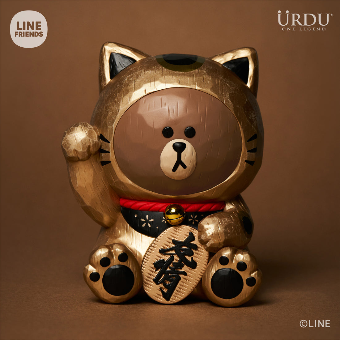 Line Friends Maneki Neko (Gold) 18cm